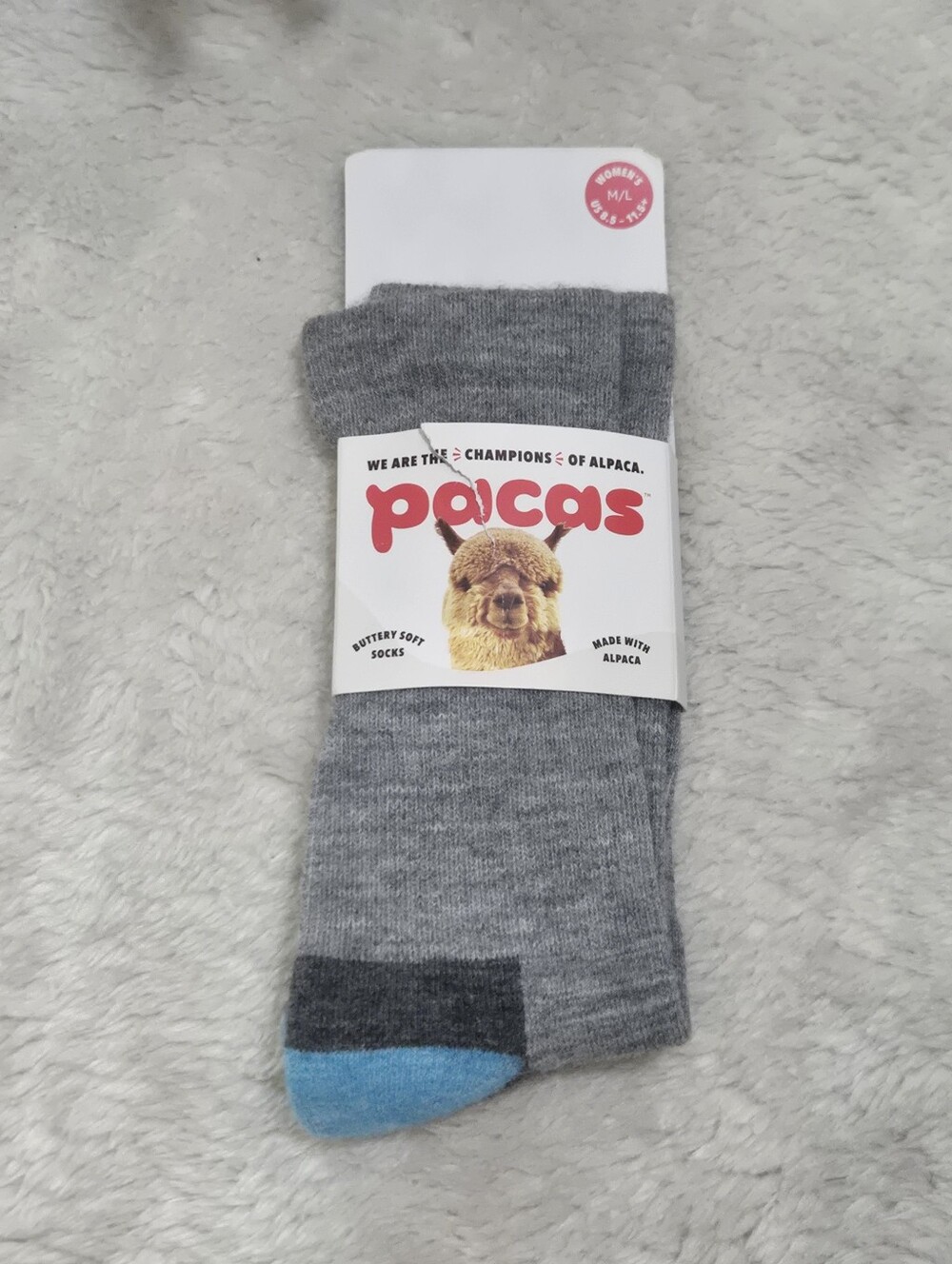 Pacas Gray Alpaca Buttery Soft Thermoregulating Hiking Gorpcore Socks, M/L
